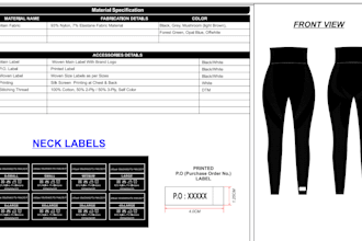 make tech packs or spec sheets and mock ups for you