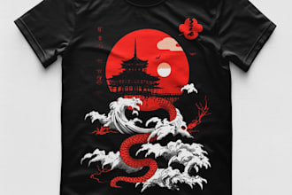 create japanese or anime streetwear style for t shirt