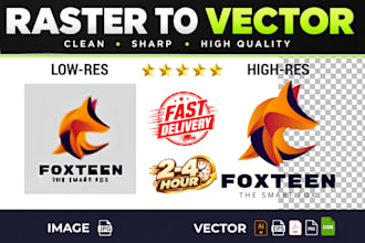 vectorize image and redraw logo to vector in 1 hour