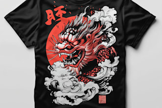create a custom japanese style t shirt design, anime