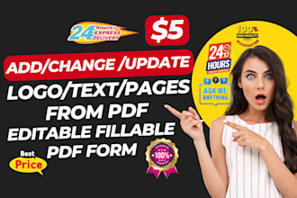 add or change update logo, text, pages from pdf or editable fillable pdf form