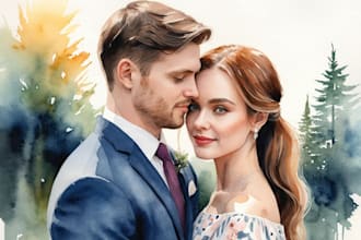 make a stunning couples watercolor portrait