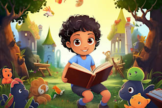 draw cute african american children book illustrations