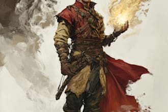 do dnd character art design illustration, fantasy, game art, sheet, dnd party