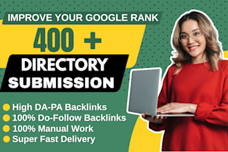 create 400 directory submission SEO backlinks for fast index and ranking