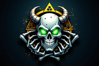 do awesome toxic head skull logo with unlimited revisions