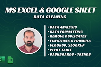 do data analysis, cleaning, merging, splitting, formatting excel and  CSV  data