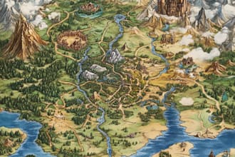 make fantasy map illustration for dnd, novels, games, maps and cities and etc