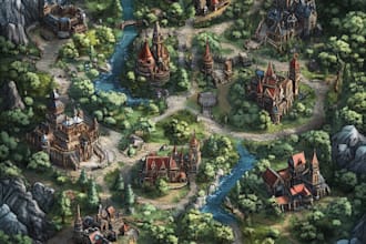 draw a custom fantasy map for fantasy, scifi, book or boardgamey
