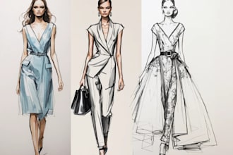 draw a perfect fashion illustration, flat sketch