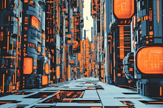 make a cyberpunk futuristic city art