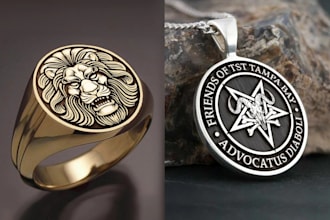 do luxury regal heraldic, family crest, coat of arms etc, to engrave on ring