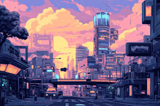design a cyberpunk futuristic city art