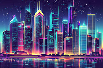make a cyberpunk futuristic city art