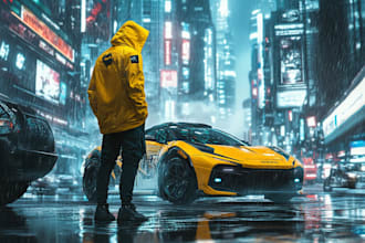 draw a illustration of futuristic cyberpunk city
