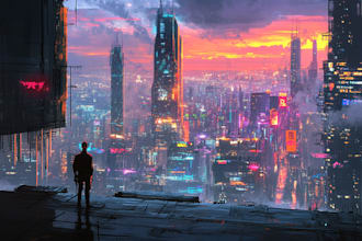 draw a cyberpunk scifi futuristic city