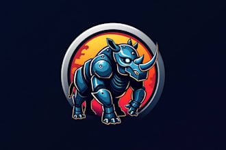 create modern mech robot rhino logo with a free source file