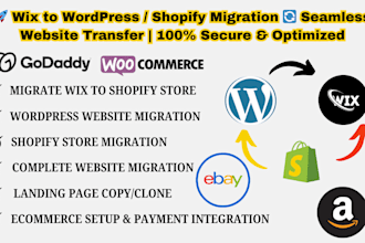 migrate wix to wordpress shopify migration landing page copyclone website design