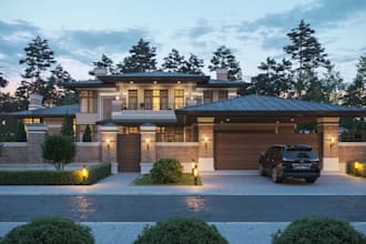 redesign neoclassic villa, 8k exterior garden render, forest villa,cgi interior,