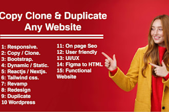 copy clone website and develop all types of websites