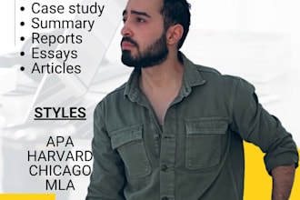 write business case studies, apa papers, reports, projects