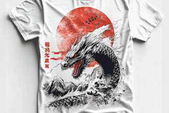 do  japanese t shirt design apparel illustration