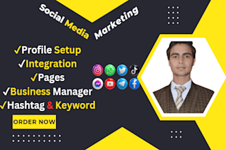 complete social media profile creation, integration facebook, instagram, tiktok