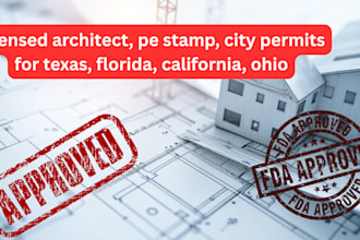 licensed architect, pe stamp, city permits for texas, florida, california, ohio