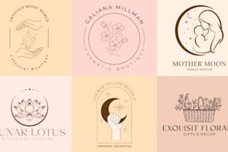 design beautiful hand drawn botanical floral feminine logo