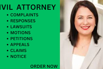 write lawsuits, motions, appeals, injunctions, complaints, legal notice