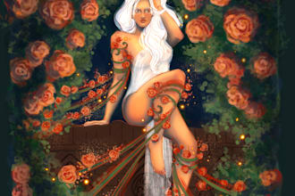 draw a sensual and fantasy character or couple illustration
