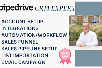 setup pipedrive CRM, hubspot crm, streak crm, zoho, salesforce with automation