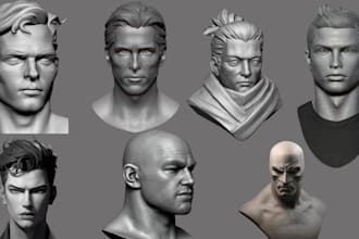 sculpt 3d realistic head, 3d bust, 3d face model, statues, for 3d printing