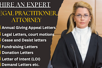 draft legal motions, legal complaints, lawsuits, demand letters and petitions