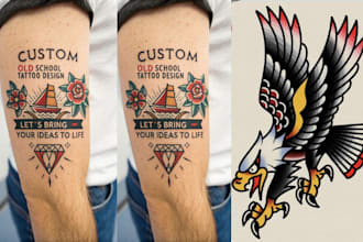 create custom tattoo design, old school, tradition tattoo, minimalist tattoos
