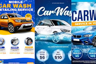 design premium car wash flyer, car service, auto detailing flyer