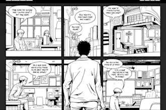 draw comic storyboard, book cover, strip, comic book page illustration design