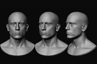 sculpt realistic 3d head model, 3d face, 3d head bust, zbrush 3d printing