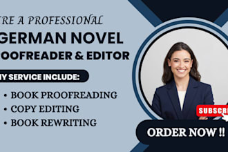 grammar check, copy edit, rewrite and proofread your german novel