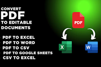 convert pdf to word, excel, google sheet and csv