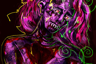 draw a creepy horror portrait in dark surreal art style
