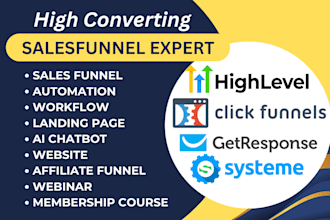 landing page, sales funnel on go high level systeme io clickfunnel 2 0 simvoly