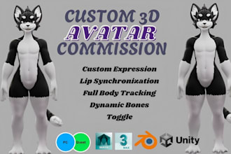 create custom 3d vrchat avatar furry vrc avatar vr character vtuber model