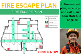 do fire evacuation plan, escape plan, and exit plan for USA states, los angeles