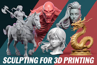 sculpt character, bust model, statue, miniature figure 3d model for 3d printing