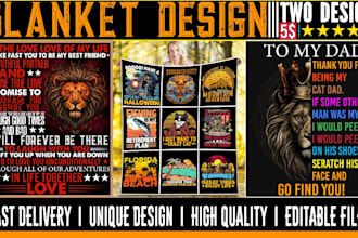 do custom blanket design, fleece, quilted hooded for you in 10 hour