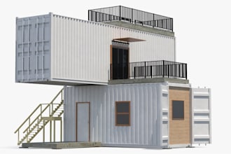 do realistic 3d maquette renders,d5 renders,shipping container for architecture