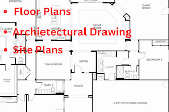 draw architectural floor plan, site plan, adu garage permit, structural plan