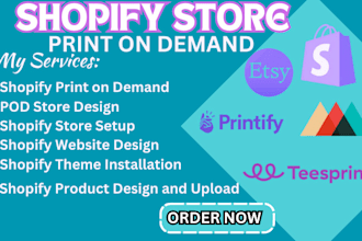 design shopify etsy print on demand store clothing website etsy digigtal product