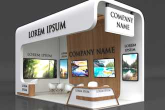 do 3d kiosk design, exhibition booth, trade booth, stand booth